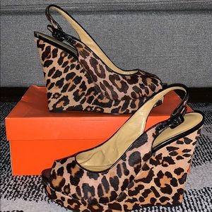 Nine West Leopard wedge heels